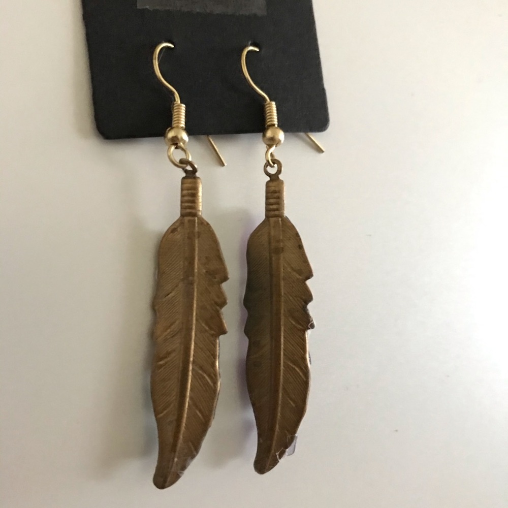 Amethyst and turquoise  Feather Charm Earrings